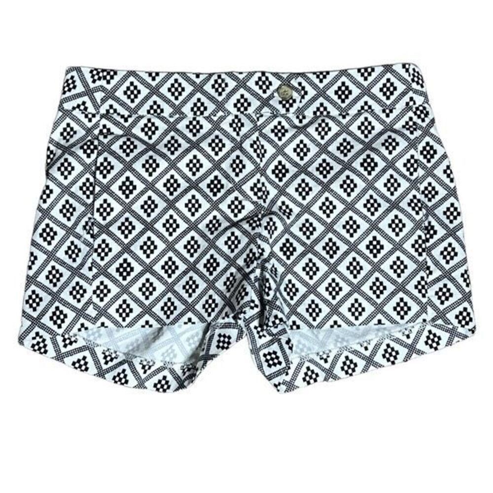 J. Crew Geometric Stretch Chino Shorts Size 00 Black and White